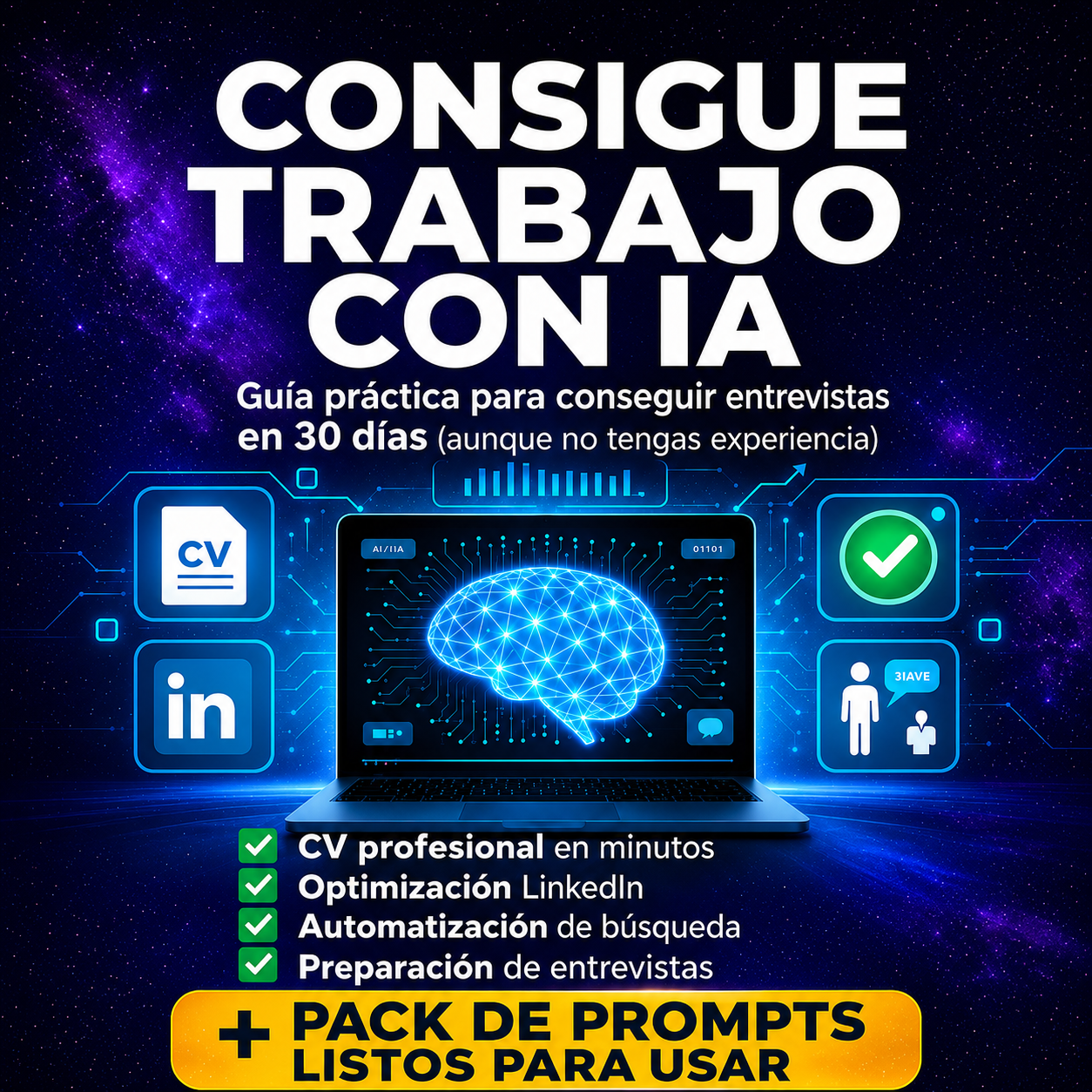 Consigue trabajo con IA + pack de prompts listos para usar